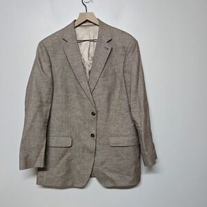 Charles Tyrwhitt Slim Fit Linen Cotton Blazer Sport Coat Brown 44R Preppy Office